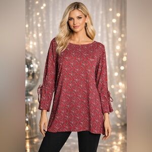 J. Jill Red Patterned Women's Top